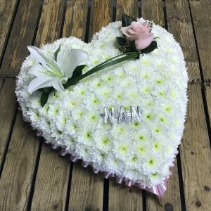 Heart white base Lily and rose spray